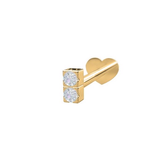 Billede af Piercing smykker - Pierce52 piercing i 14kt. guld med to diamanter lodret